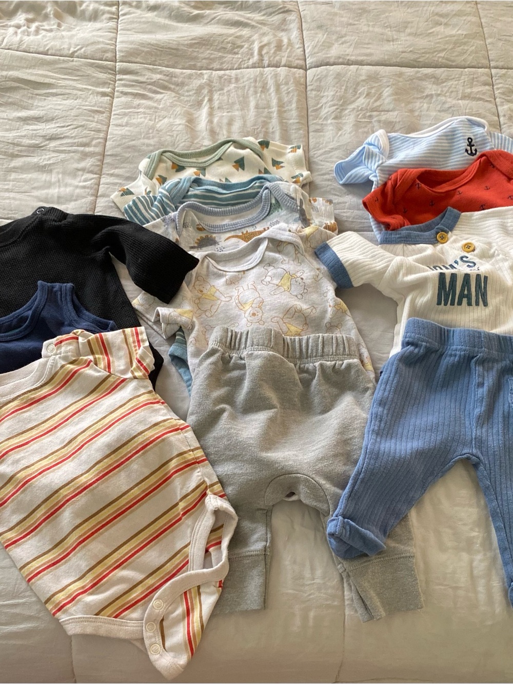 Baby Boys' Neutral & Blue Matching Set - Soft Everyday Essentials